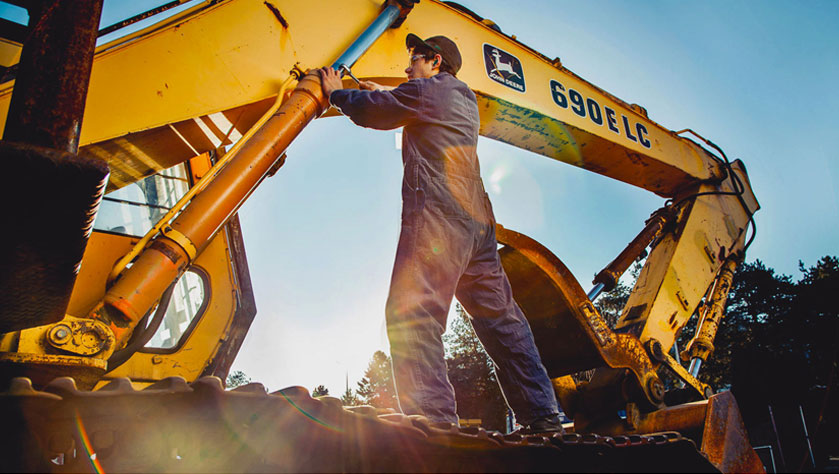 Heavy machinery repair workshop