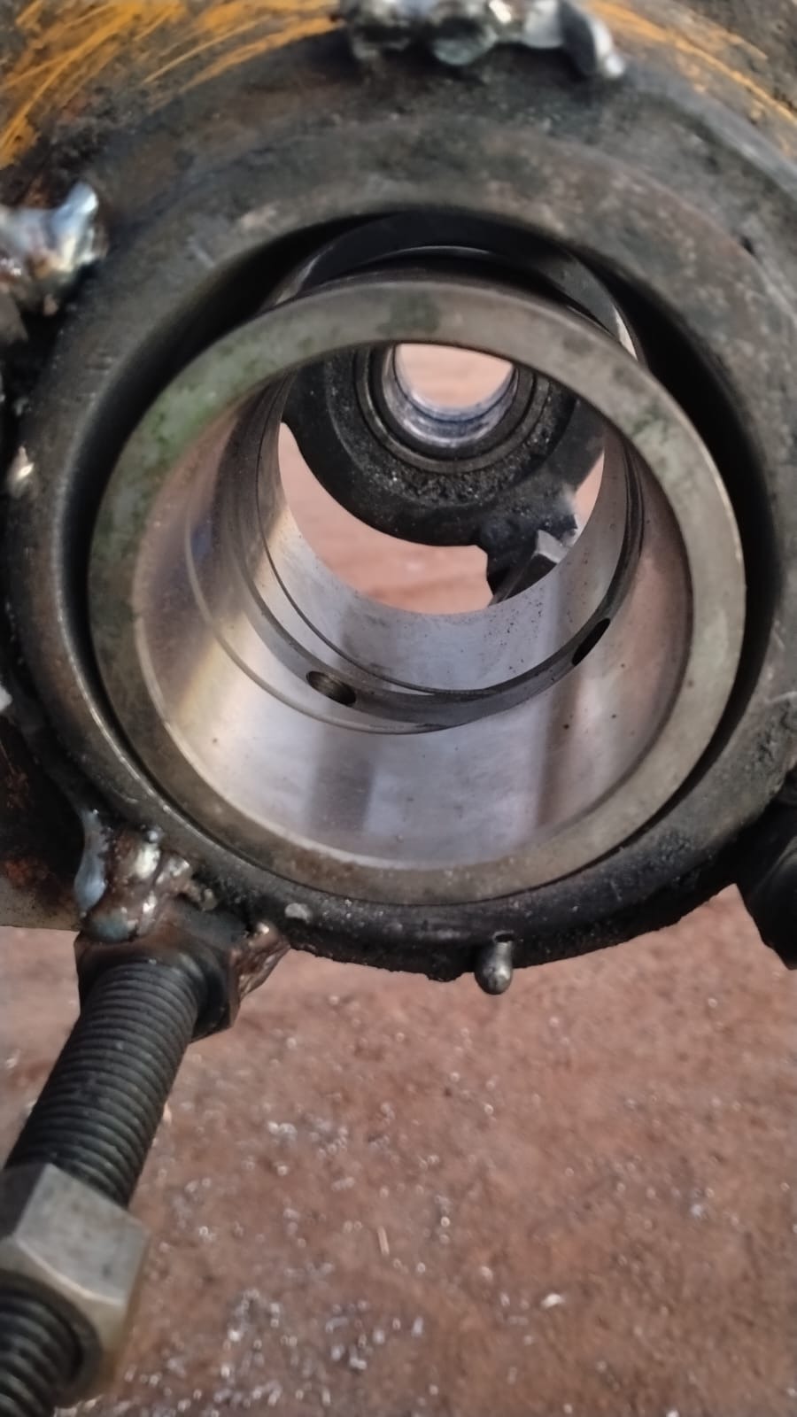 Close-up of restored bore and bush assembly